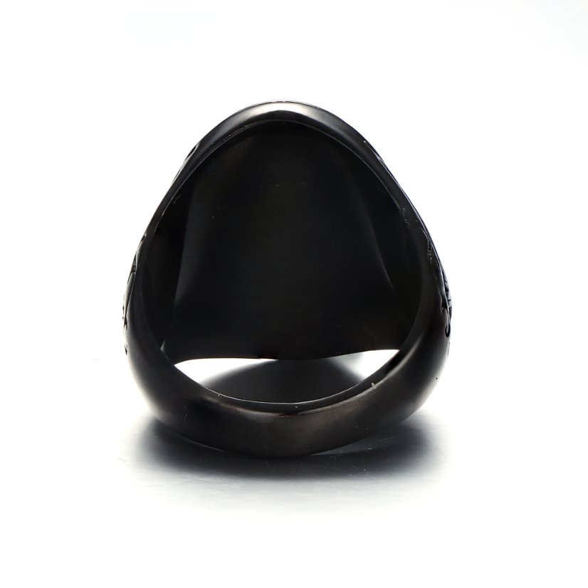 Rings Black Turquoise Patterned Stainless Steel Ring