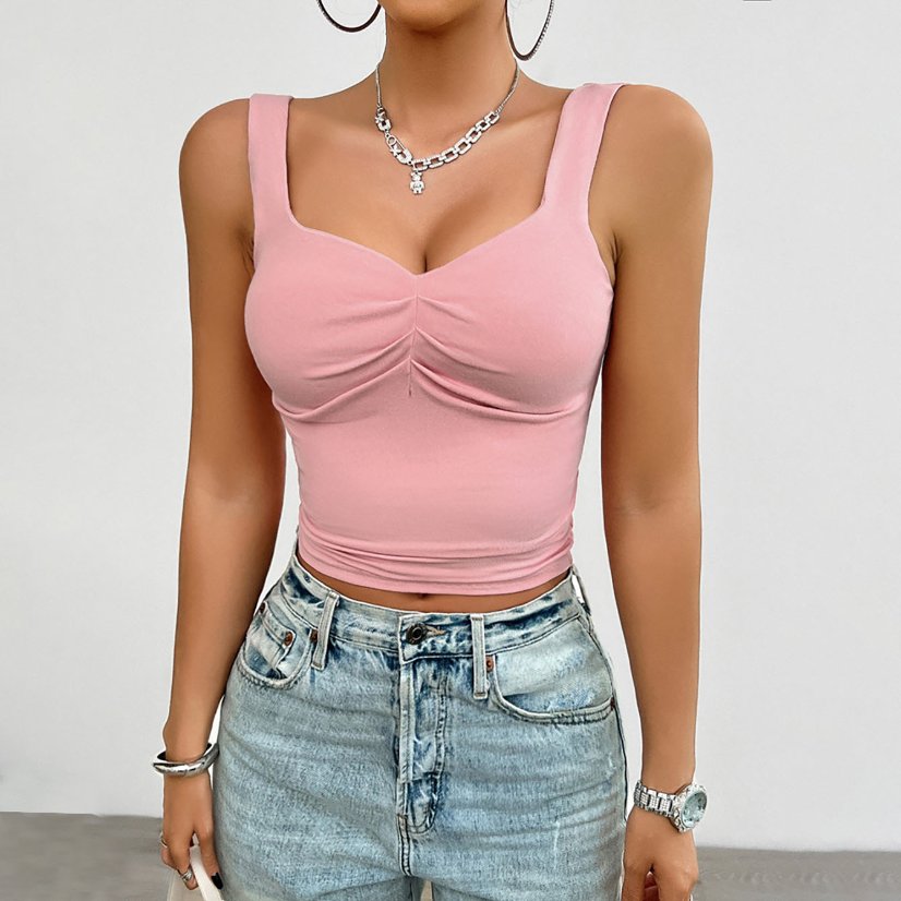 Tops 6303 Ruched Square-Neck Cropped Camisole