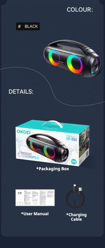 Portable Outdoor Bluetooth Speaker KP-552 Wireless Bluetooth Speaker