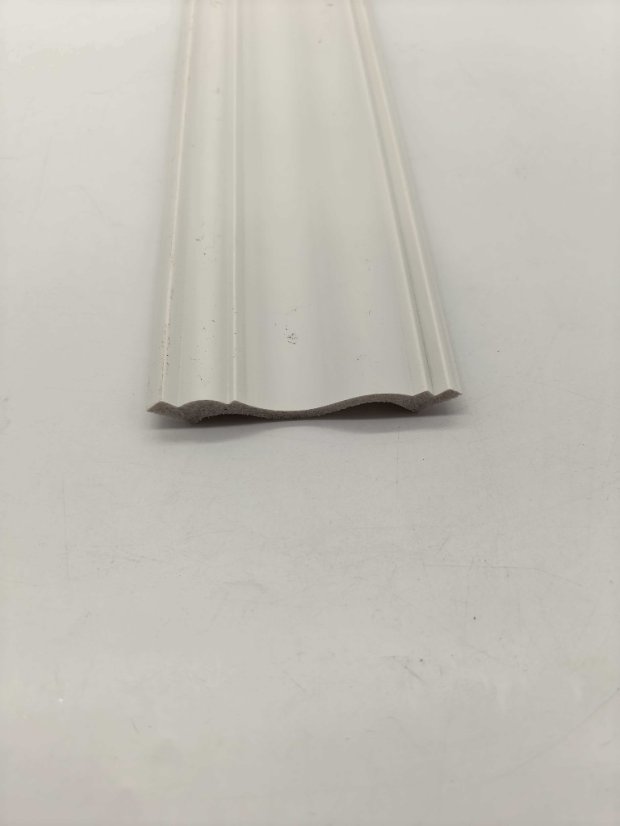 cornice PS Double Vertical Rib Shallow Curved Recessed Wall Panel, Simple White 3D Slat