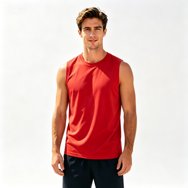Short-Sleeve T-Shirts Men's Solid Roma-Knit Sleeveless Sports Tank Top