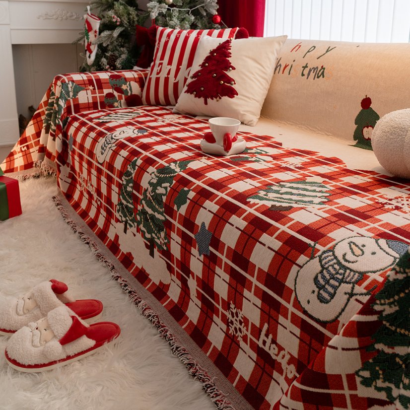 Sofa Throws Christmas Snow Plaid