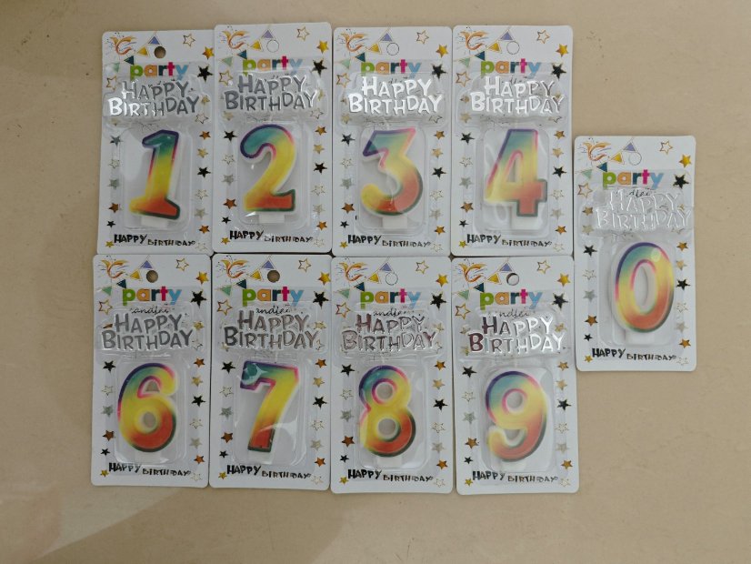 Number Birthday Candles Rainbow Gradient Number Candle with Happy Birthday Topper