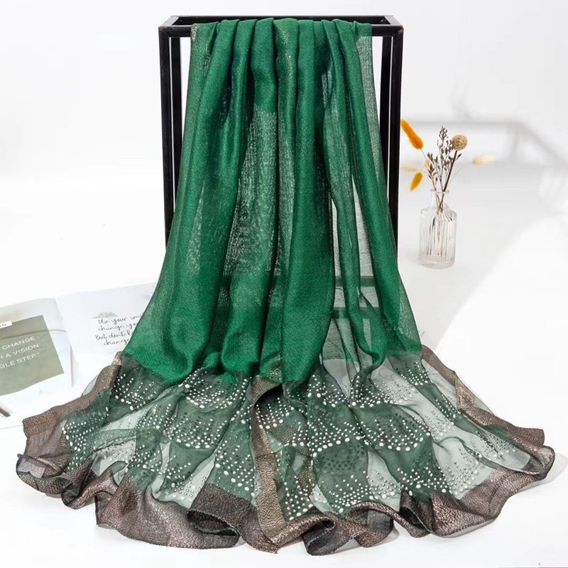 Rhinestone Long Scarves Wave Rhinestone Long Silk-Like Scarf