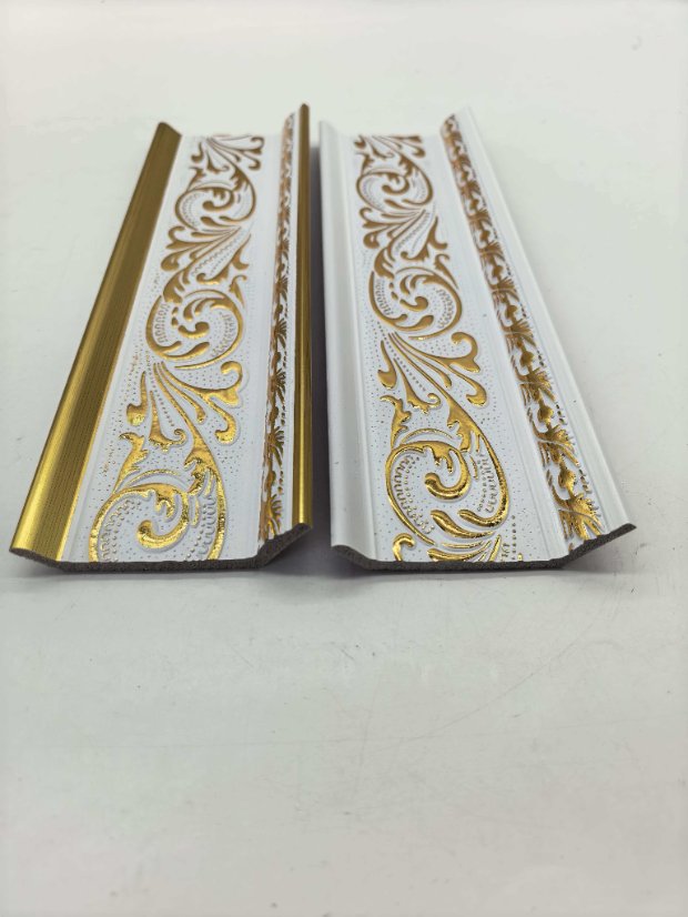 cornice PS European Scroll Embossed Crown Molding, White Gold Light Luxury Ceiling Cornice Trim