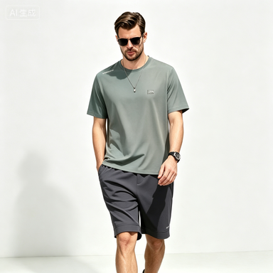 Short-Sleeve T-Shirts Men's Textured Quick-Dry Crew-Neck T-Shirt