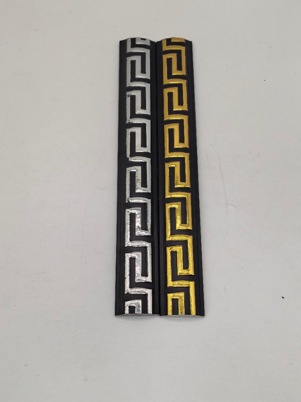 decor line PS Chinese Hui Pattern Curved Molding, Black Base Gold Foil Frame Trim
