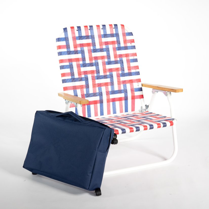 Beach Chair wooden armrest PE binding tape chair with a common bag