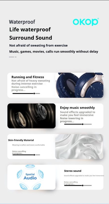 Over-Ear Headphones KP-H102 Wireless Bluetooth Headphones