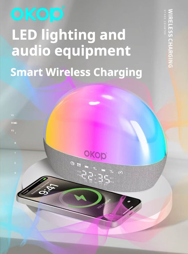 Wireless Charging Bluetooth Speaker KP-818 Wireless Charging Clock Bluetooth Speaker