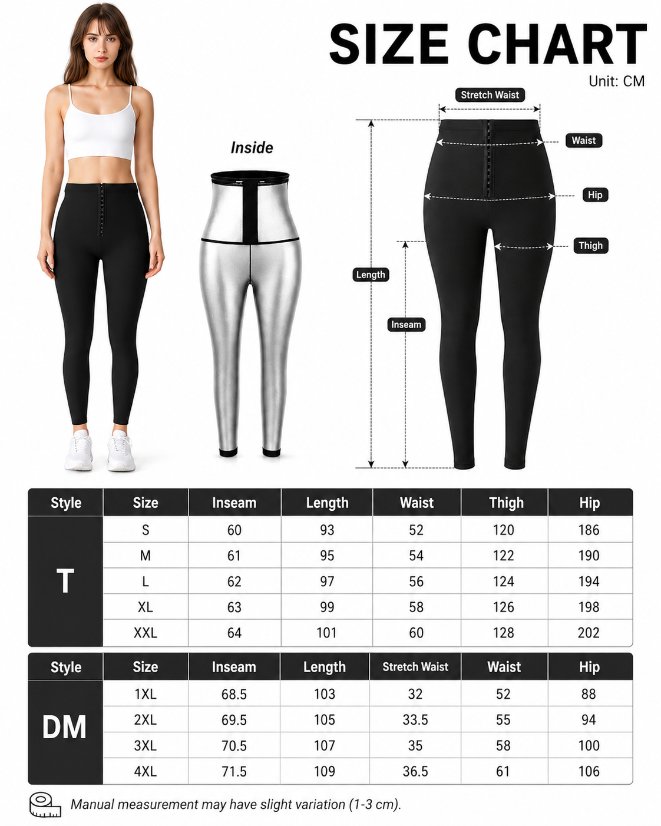 legging-shorts-capri-pant Sauna Sweat Pants for Women High Waist Compression Slimming Leggings Workout Hot Thermo Pant with Adjustable hook-and-eye closures 