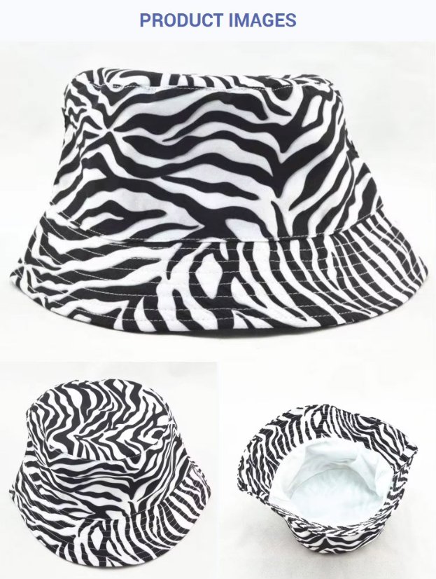 Bucket Hats Fashion Black White Zebra Animal Print Bucket Cap Unisex Trendy Streetwear Fisherman Hat