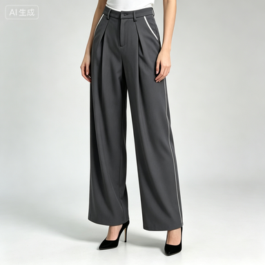 Everyday & Commuter Women's Contrast Side-Stripe Pleated Wide-Leg Trousers