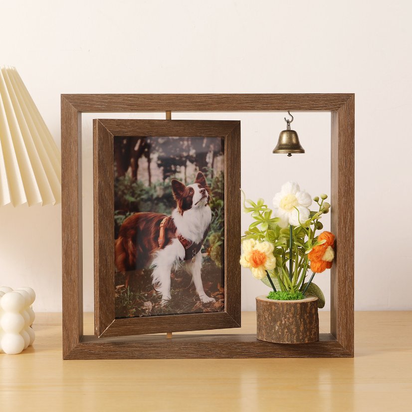 MDF Picture Frames Double-sided rotating pet photo frame