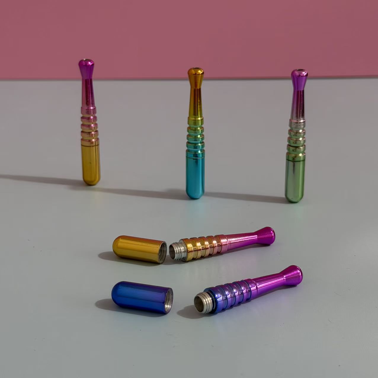 Novelty Storage Tubes Iridescent Electroplated Aluminum Baseball‑Bat Storage Tube