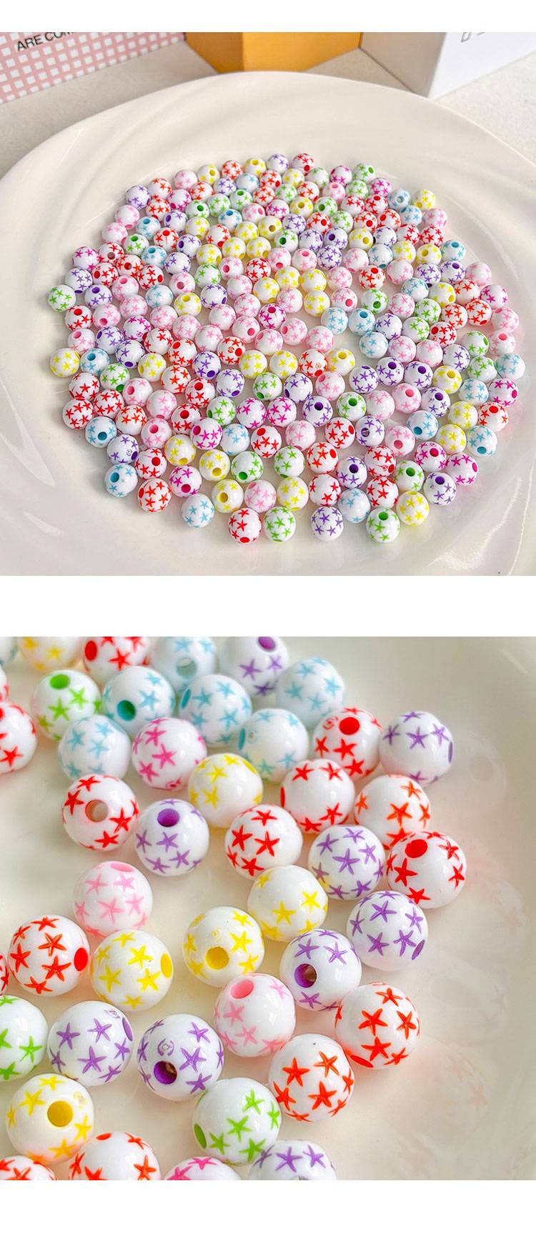 Solid Color Acrylic Beads 8mm star beads