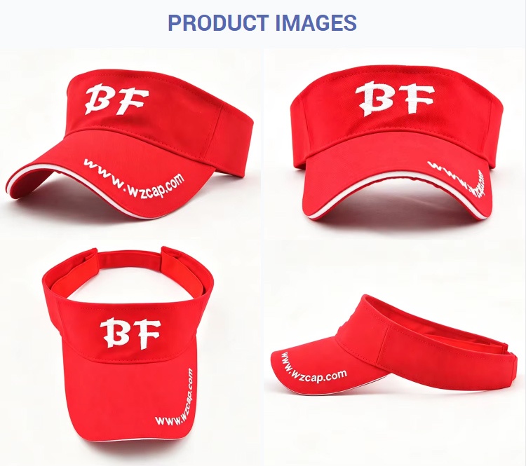 Visor Caps ALL-Red Sun Visor Adjustable Sports Hat Unisex Breathable White BF Embroidered Trim Tennis Golf Sun Protection Empty Top Cap