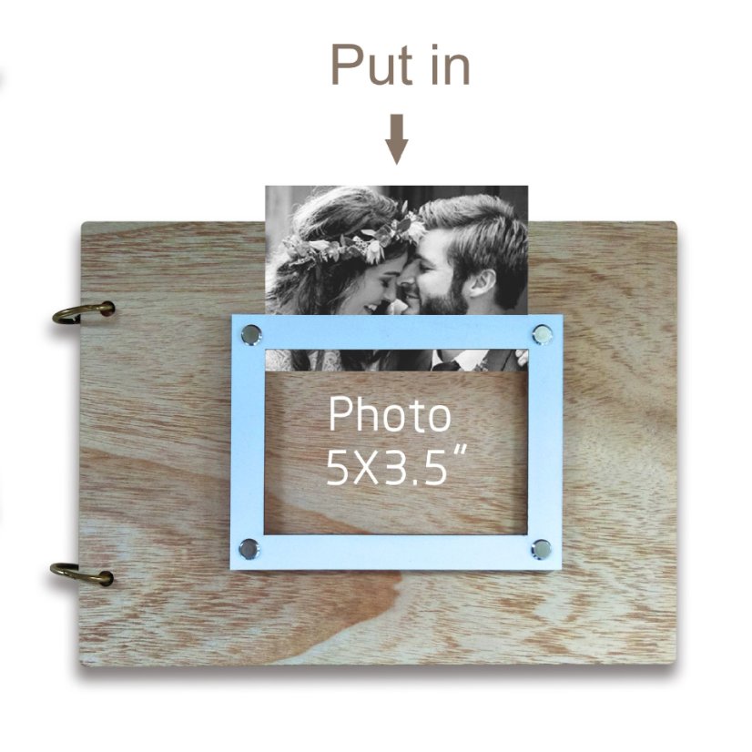 Personalized Photo Album Wooden Wedding Guestbook with Photo Frame