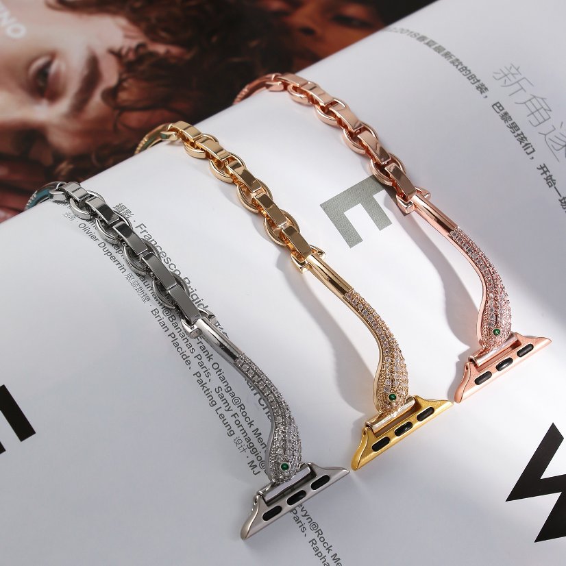 Watch strap Serpent Rhinestone Brass Strap for Apple Watch All Series