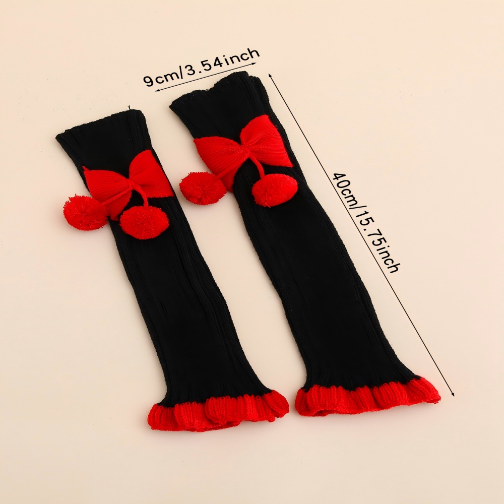 Long Knee-High Leg Warmers Two-Tone Bowknot JK Leg Warmers