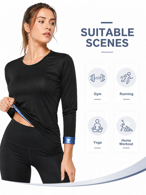 suits set Sauna Sweat Suit Shapewear Top Trainer Workout Body Shaper Sweatsuit Long Sleeve Shirt Women