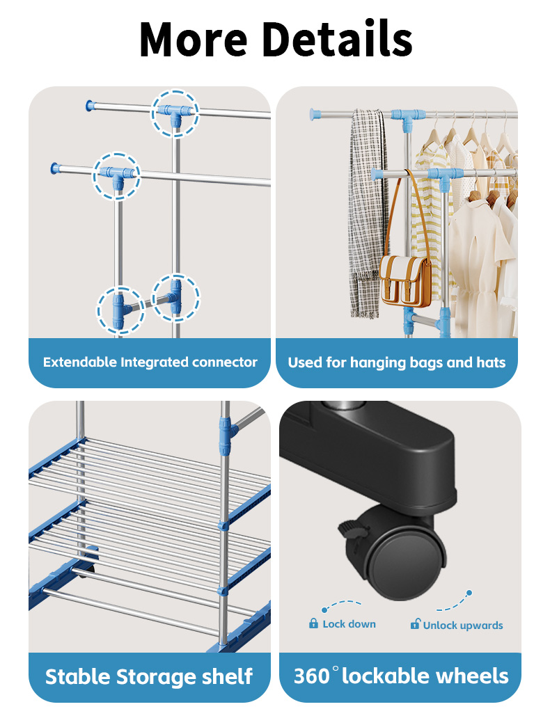 Double Rod Double Rod Multifunctional Clothes Rack