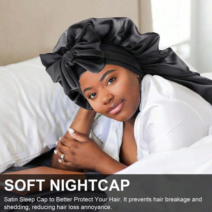 Bonnet Women's Extra‑Long Silky Satin Sleep Bonnet, Hair Protection Night Cap for Long Curly Hair & Dreadlocks