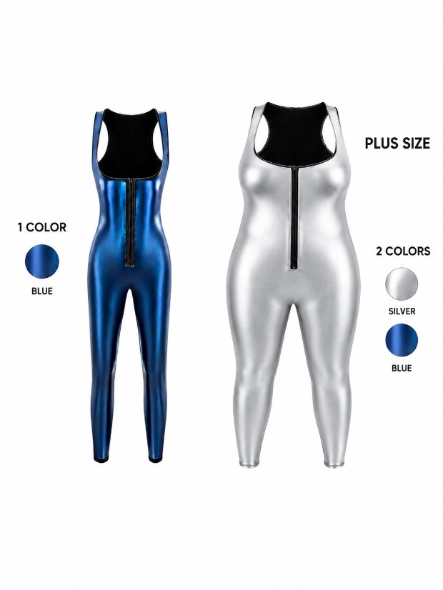 suits set Sauna Suit for Women Sleeveless Tank Top Jumpsuit with Zipper, Sweat Waist Trainer Weight Loss Belly Fat Burner
