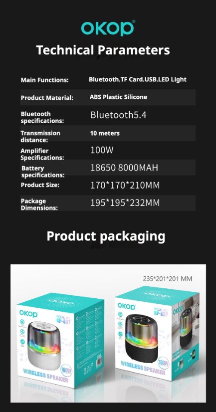 Portable Outdoor Bluetooth Speaker KP-837 Wireless Bluetooth Speaker