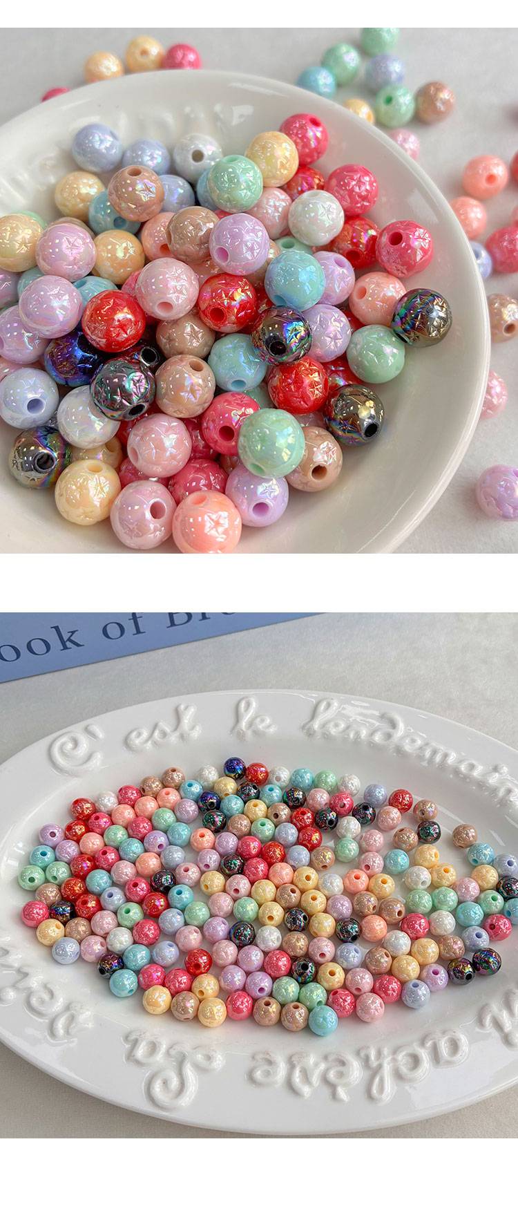 Solid Color Iridescent Plated Beads 10mm star round beads