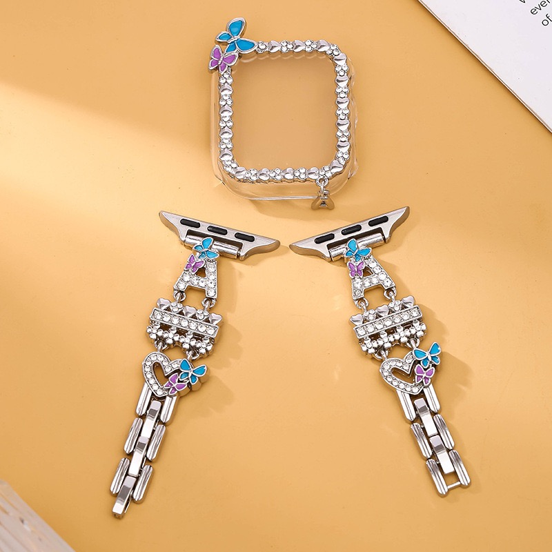 Alloy watch band 26-Letter Alphabet Rhinestone Strap Set for Apple Watch All Series