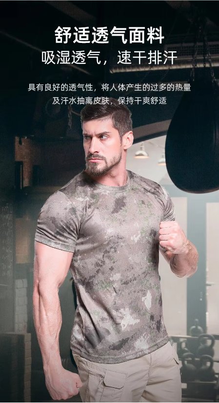 Camo Apparel Camo Quick-Dry T-Shirt for Men – Military Training Mesh Breathable Tee