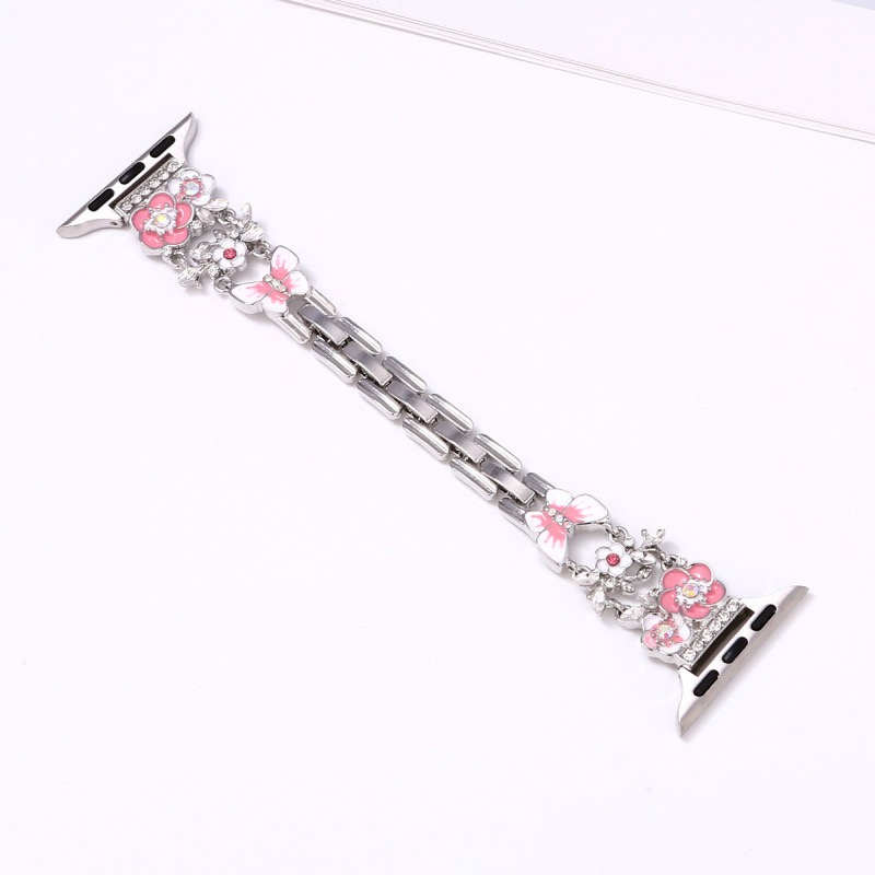 Alloy watch band Floral Rhinestone Metal Strap for Apple Watch Series 5/6/7/8/9/SE