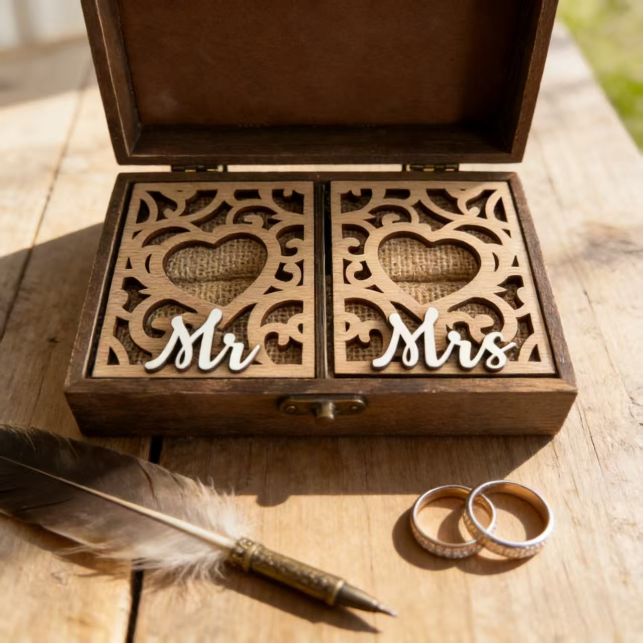Wedding Supplies Creative Minimalist Wooden Jewelry Box Ring Box