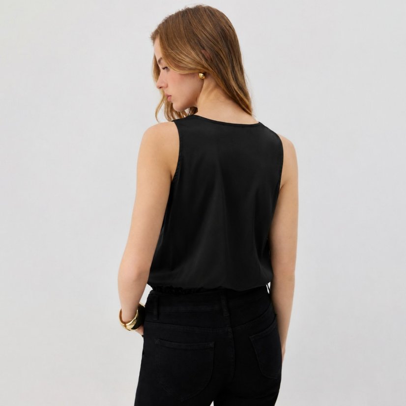 Bodysuits & Rompers 6915 Satin Deep-V Sleeveless Bodysuit