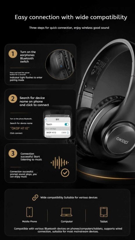 Over-Ear Headphones KP-H110 Wireless Bluetooth Speaker