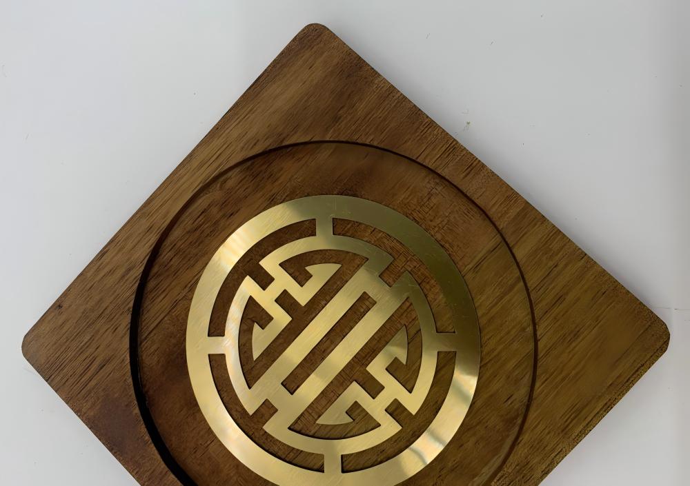 Coasters Golden Inlay Square Coaster Set | Custom Sizes Available