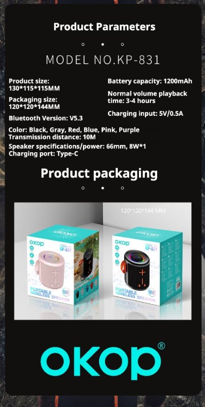 Portable Outdoor Bluetooth Speaker KP-831 Portable wireless bluetooth speaker