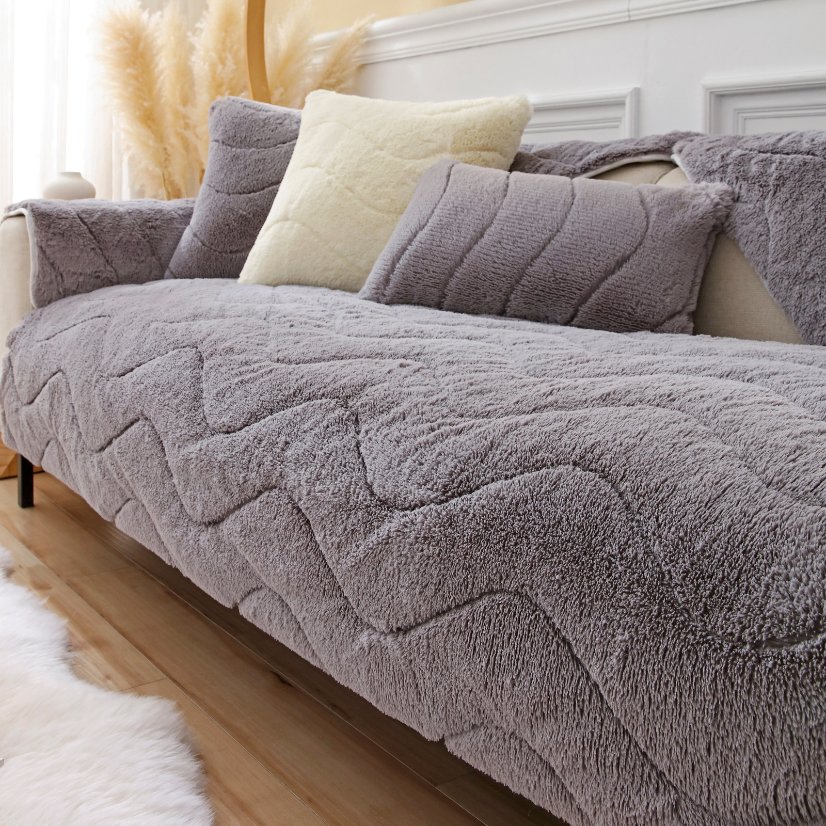 Plush sofa cushion Wavy Long Plush Sofa Cushion