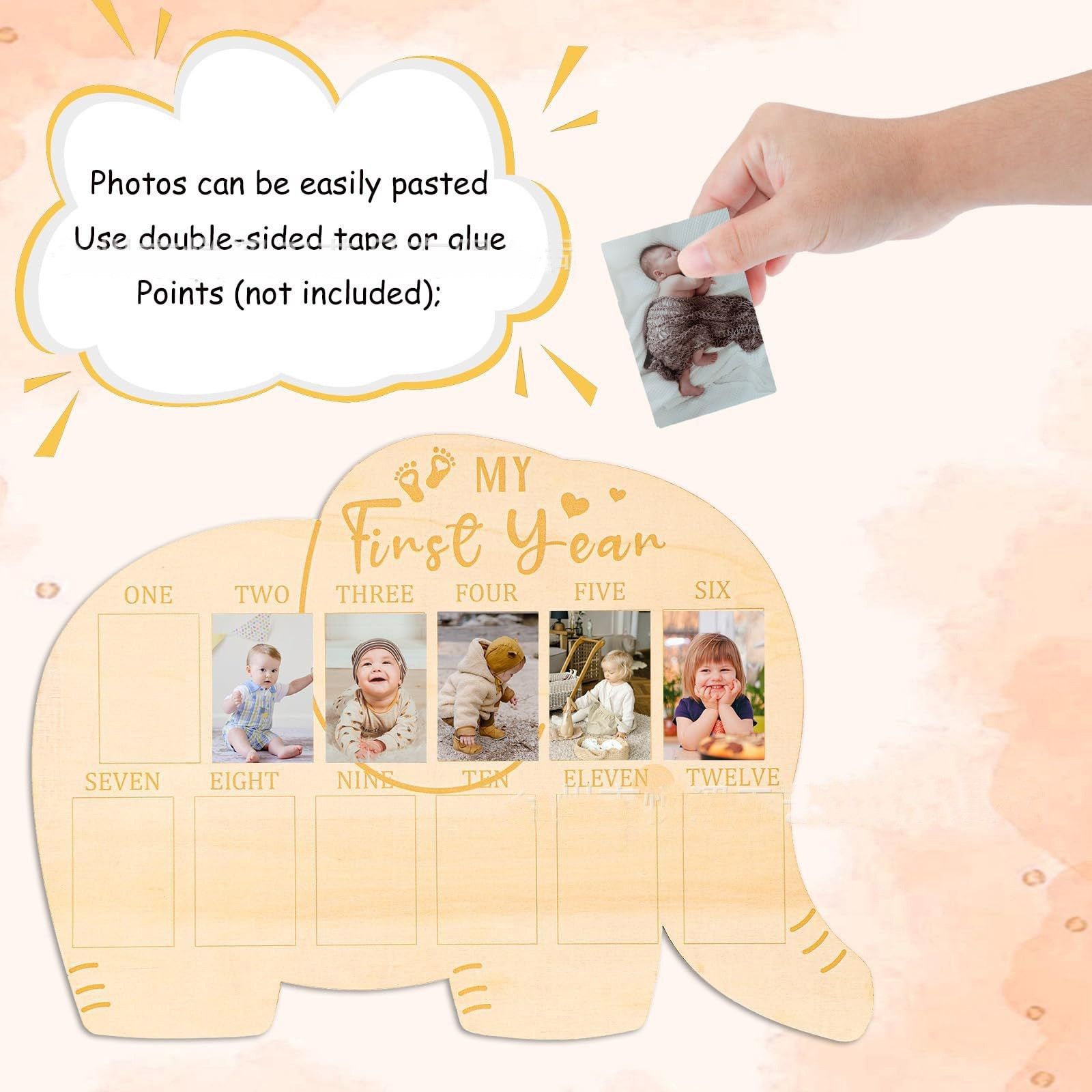 Infant Baptism Newborn Elephant Milestone Photo Frame Ornament