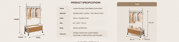 Mid‑Century Clothes Rack Leather Clothes Rack