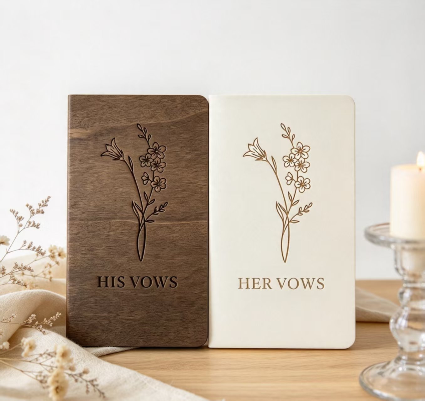 Wedding Supplies Wooden Wedding Vow Book His Her Vows Bride and Groom