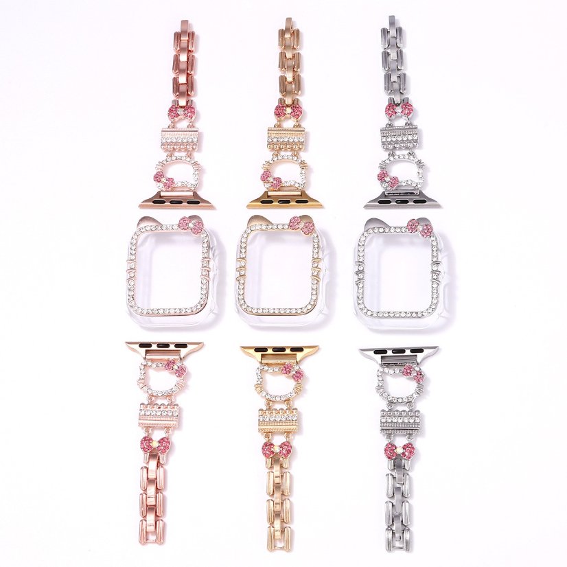 Alloy watch band KT Cat Rhinestone Metal Strap for Apple Watch All Series