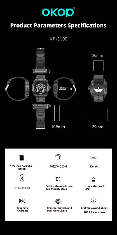 Smartwatch KP-S100 Smart Sports Bluetooth Watch