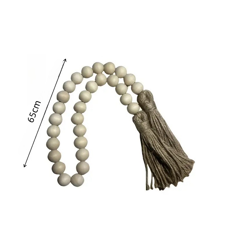 Beaded Strands Wooden Bead Garland with Jute Tassels