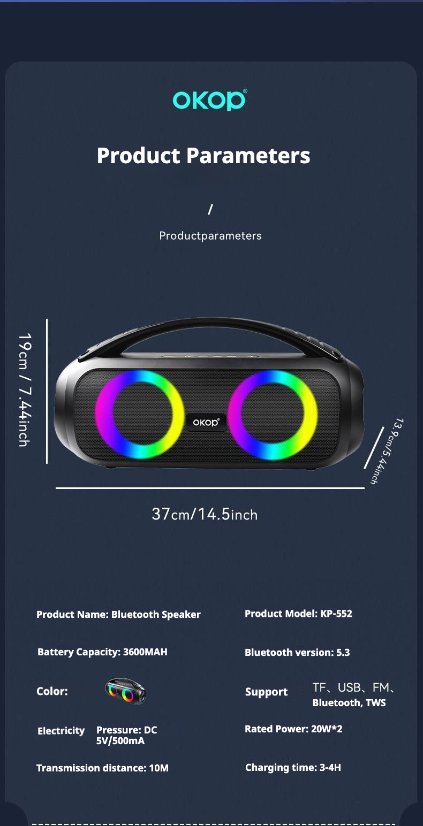 Portable Outdoor Bluetooth Speaker KP-552 Wireless Bluetooth Speaker