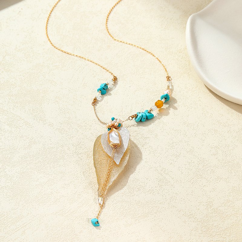 Natural Leaf Necklace Natural Vajra Leaf Necklace, European & American Style