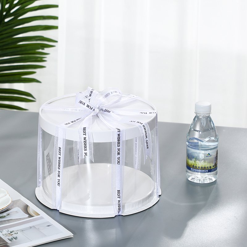 Round Cake Boxes Round Cake Box with White Lid and Clear Side Panels