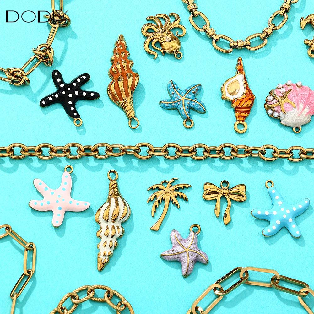 Charms DODY Ocean Enamel Charms | 316L Stainless Steel 18K PVD Gold DIY Jewelry Pendants