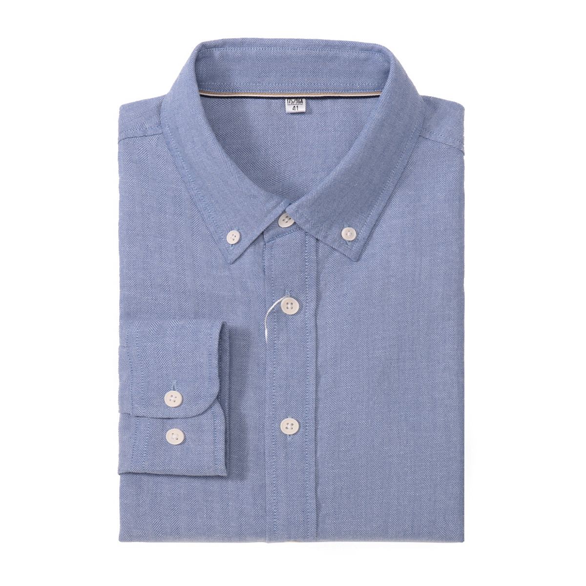 Casual Shirt Herringbone Button-Down Shirt